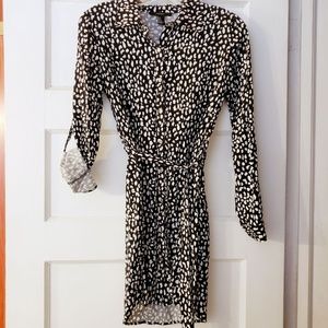 Black & White Animal Print Shirt Dress